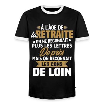 Avec l'age on reconnaît les cons de loin - T-shirt contrasté Homme - noir/blanc - Devant - AI Model Female 172 light (172cm) & AI Model Male 178 light (178cm)