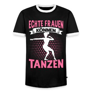 Echte Frauen Können Tanzen. Dance Tanz Sprüche - Männer Kontrast-T-Shirt - Schwarz/Weiß - Vorne - AI Model Female 172 light (172cm) & AI Model Male 178 light (178cm)