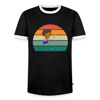 Épée de combat Épée Lame Lance Sabre Dagger - T-shirt contrasté Homme - noir/blanc - Devant - AI Model Female 172 light (172cm) & AI Model Male 178 light (178cm)