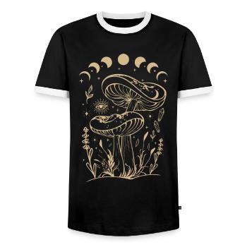 Champignons Boho & Minimalisme Goblincore Esthétique - T-shirt contrasté Homme - noir/blanc - Devant - AI Model Female 172 light (172cm) & AI Model Male 178 light (178cm)