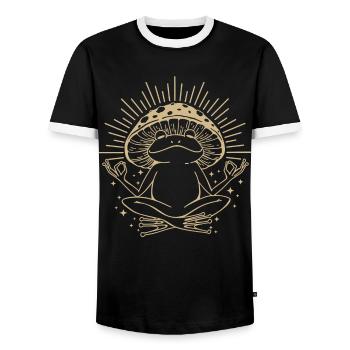 Champignons Boho & Minimalisme Goblincore Esthétique - T-shirt contrasté Homme - noir/blanc - Devant - AI Model Female 172 light (172cm) & AI Model Male 178 light (178cm)