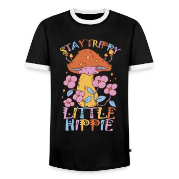 Cottagecore Esthétique Rétro Champignons et Mycologie - T-shirt contrasté Homme - noir/blanc - Devant - AI Model Female 172 light (172cm) & AI Model Male 178 light (178cm)
