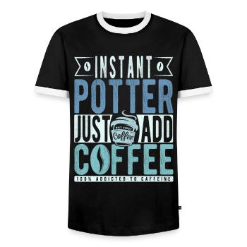café dicton - T-shirt contrasté Homme - noir/blanc - Devant - AI Model Female 172 light (172cm) & AI Model Male 178 light (178cm)