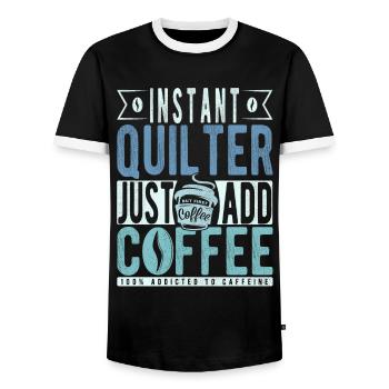 Quilter coffee saying - Men's Ringer Shirt - black/white - Front - AI Model Female 172 light (172cm) & AI Model Male 178 light (178cm)