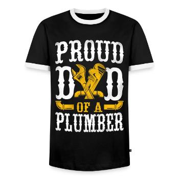 Plumbing Plumber Dad Vintage Proud - Men's Ringer Shirt - black/white - Front - AI Model Female 172 light (172cm) & AI Model Male 178 light (178cm)