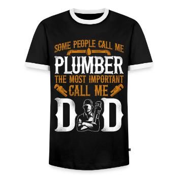 Plumbing Plumber Dad Vintage Some - Men's Ringer Shirt - black/white - Front - AI Model Female 172 light (172cm) & AI Model Male 178 light (178cm)