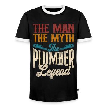 Plomberie Papa Vintage Rétro - T-shirt contrasté Homme - noir/blanc - Devant - AI Model Female 172 light (172cm) & AI Model Male 178 light (178cm)