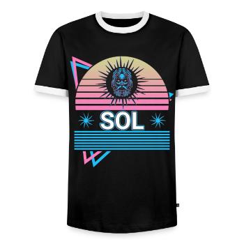 Sol God Sun Ancient Roman mythology Retro - Men's Ringer Shirt - black/white - Front - AI Model Female 172 light (172cm) & AI Model Male 178 light (178cm)