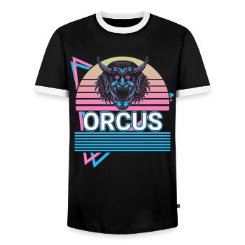 Orcus God of the Underworld Ancient Roman mythology - Men's Ringer Shirt - black/white - Front - AI Model Female 172 light (172cm) & AI Model Male 178 light (178cm)