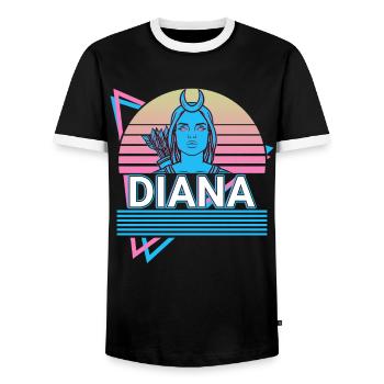 Diana Goddess Ancient Roman Mythology Retro - Men's Ringer Shirt - black/white - Front - AI Model Female 172 light (172cm) & AI Model Male 178 light (178cm)