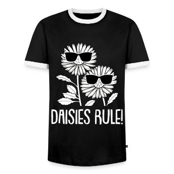 Goose Flower Daisy Sunglasses - Men's Ringer Shirt - black/white - Front - AI Model Female 172 light (172cm) & AI Model Male 178 light (178cm)