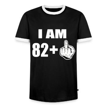 83rd birthday - Men's Ringer Shirt - black/white - Front - AI Model Female 172 light (172cm) & AI Model Male 178 light (178cm)