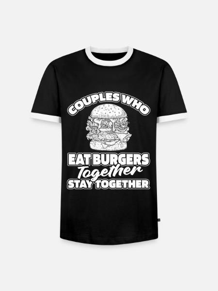 Burger Hamburger Paar - Men's Ringer Shirt - black/white