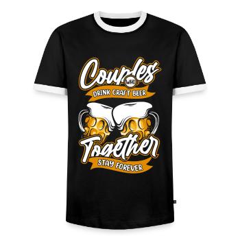 Craft Beer Craft Beer Pair - Men's Ringer Shirt - black/white - Front - AI Model Female 172 light (172cm) & AI Model Male 178 light (178cm)