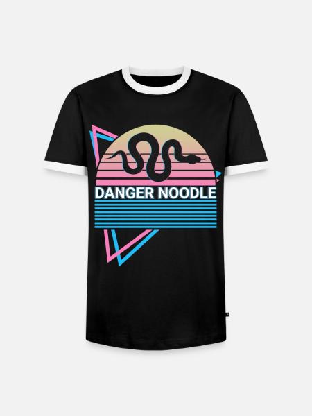 Danger Noodle Retro Snake - Männer Kontrast-T-Shirt - Schwarz/Weiß