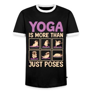 Yoga Is More Than Just Poses Mops Hund - Männer Kontrast-T-Shirt - Schwarz/Weiß - Vorne - AI Model Female 172 light (172cm) & AI Model Male 178 light (178cm)