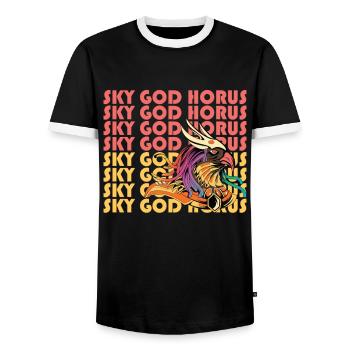 Dieu du ciel Horus Egypte Dieu égyptien - T-shirt contrasté Homme - noir/blanc - Devant - AI Model Female 172 light (172cm) & AI Model Male 178 light (178cm)