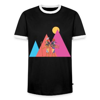 Pyramides égyptiennes Egypte - T-shirt contrasté Homme - noir/blanc - Devant - AI Model Female 172 light (172cm) & AI Model Male 178 light (178cm)
