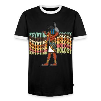 Egyptian mythology Egypt Bastet - Men's Ringer Shirt - black/white - Front - AI Model Female 172 light (172cm) & AI Model Male 178 light (178cm)