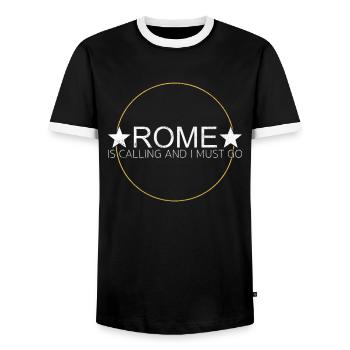 Dicton de Rome - T-shirt contrasté Homme - noir/blanc - Devant - AI Model Female 172 light (172cm) & AI Model Male 178 light (178cm)