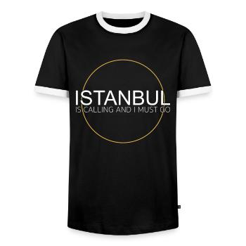 Istanbul appelle - T-shirt contrasté Homme - noir/blanc - Devant - AI Model Female 172 light (172cm) & AI Model Male 178 light (178cm)