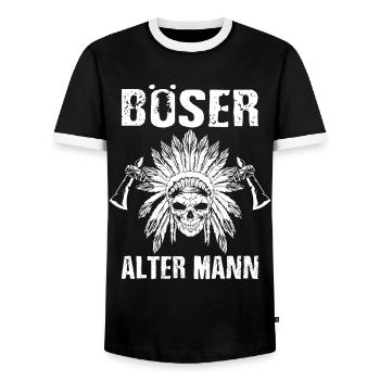 Böser Alter Mann Indianer Vintage Tomahawk - Männer Kontrast-T-Shirt - Schwarz/Weiß - Vorne - AI Model Female 172 light (172cm) & AI Model Male 178 light (178cm)