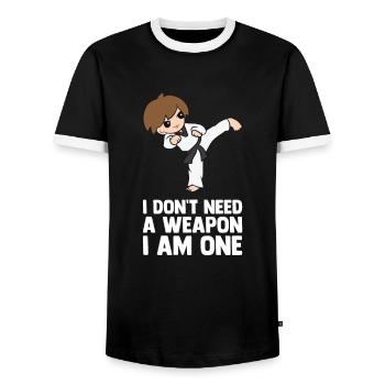 Taekwondo Taekwondoin Tae-Kwon-Do Tae Kwon Do - Männer Kontrast-T-Shirt - Schwarz/Weiß - Vorne - AI Model Female 172 light (172cm) & AI Model Male 178 light (178cm)