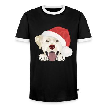 Joyeux Noël Labrador - T-shirt contrasté Homme - noir/blanc - Devant - AI Model Female 172 light (172cm) & AI Model Male 178 light (178cm)