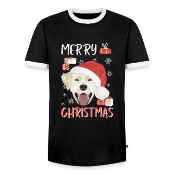 Joyeux Noël Labrador - T-shirt contrasté Homme - noir/blanc - Devant - AI Model Female 172 light (172cm) & AI Model Male 178 light (178cm)
