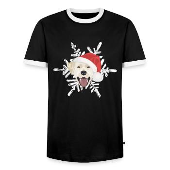 Joyeux Noël Labrador - T-shirt contrasté Homme - noir/blanc - Devant - AI Model Female 172 light (172cm) & AI Model Male 178 light (178cm)