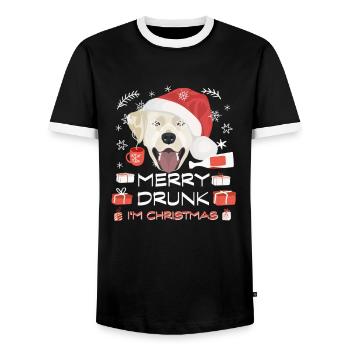 Marché de Noël du Labrador - T-shirt contrasté Homme - noir/blanc - Devant - AI Model Female 172 light (172cm) & AI Model Male 178 light (178cm)
