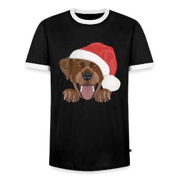 Joyeux Noël Labrador - T-shirt contrasté Homme - noir/blanc - Devant - AI Model Female 172 light (172cm) & AI Model Male 178 light (178cm)