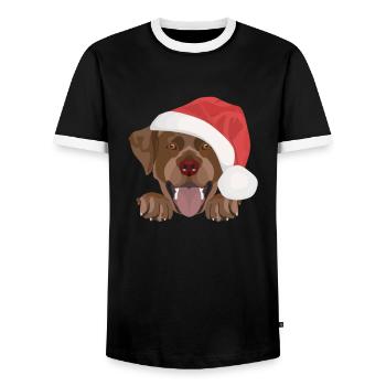 Joyeux Noël Labrador - T-shirt contrasté Homme - noir/blanc - Devant - AI Model Female 172 light (172cm) & AI Model Male 178 light (178cm)