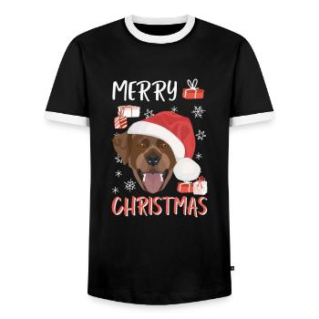Joyeux Noël Labrador - T-shirt contrasté Homme - noir/blanc - Devant - AI Model Female 172 light (172cm) & AI Model Male 178 light (178cm)