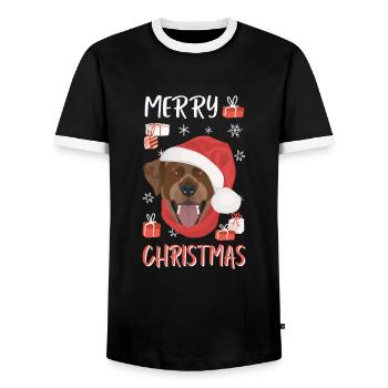 Joyeux Noël Labrador - T-shirt contrasté Homme - noir/blanc - Devant - AI Model Female 172 light (172cm) & AI Model Male 178 light (178cm)