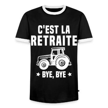 C'est la retraite Bye Bye le cadeau agriculteur - T-shirt contrasté Homme - noir/blanc - Devant - AI Model Female 172 light (172cm) & AI Model Male 178 light (178cm)