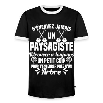 Paysagiste et jardinier cadeau humour - T-shirt contrasté Homme - noir/blanc - Devant - AI Model Female 172 light (172cm) & AI Model Male 178 light (178cm)
