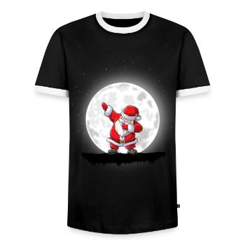Christmas Girl Boys Dabbing Santa Xmas - Men's Ringer Shirt - black/white - Front - AI Model Female 172 light (172cm) & AI Model Male 178 light (178cm)