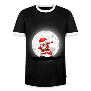 Christmas Girl Boys Dabbing Santa Xmas - Men's Ringer Shirt - black/white - Front - AI Model Female 172 light (172cm) & AI Model Male 178 light (178cm)