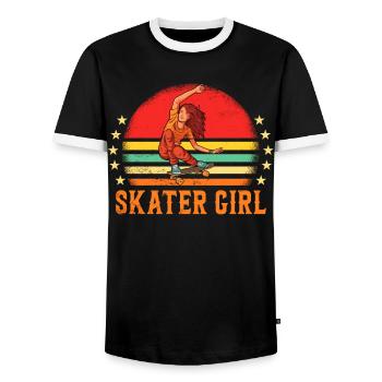 Skaters Skate Skateboarding Skateboard - T-shirt contrasté Homme - noir/blanc - Devant - AI Model Female 172 light (172cm) & AI Model Male 178 light (178cm)