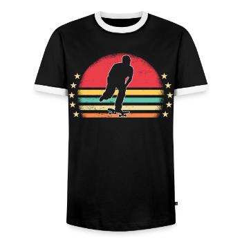 Skaters Skate Skateboarding Skateboard - T-shirt contrasté Homme - noir/blanc - Devant - AI Model Female 172 light (172cm) & AI Model Male 178 light (178cm)