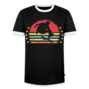 Skaters Skate Skateboarding Skateboard - T-shirt contrasté Homme - noir/blanc - Devant - AI Model Female 172 light (172cm) & AI Model Male 178 light (178cm)