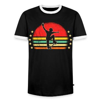 Skaters Skate Skateboarding Skateboard - T-shirt contrasté Homme - noir/blanc - Devant - AI Model Female 172 light (172cm) & AI Model Male 178 light (178cm)