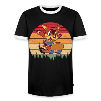 Skaters Skate Skateboarding Skateboard - T-shirt contrasté Homme - noir/blanc - Devant - AI Model Female 172 light (172cm) & AI Model Male 178 light (178cm)