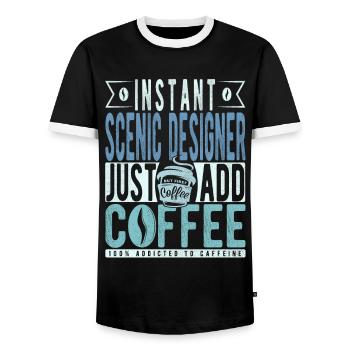 Citation de café de concepteur scénique - T-shirt contrasté Homme - noir/blanc - Devant - AI Model Female 172 light (172cm) & AI Model Male 178 light (178cm)