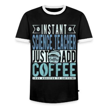 Café de professeur de sciences Dicton - T-shirt contrasté Homme - noir/blanc - Devant - AI Model Female 172 light (172cm) & AI Model Male 178 light (178cm)