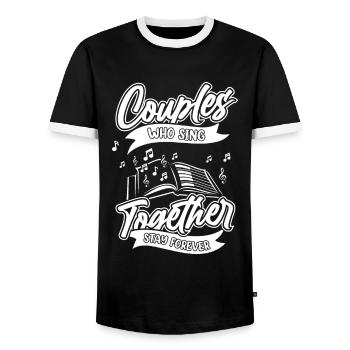 Couple de choristes - T-shirt contrasté Homme - noir/blanc - Devant - AI Model Female 172 light (172cm) & AI Model Male 178 light (178cm)