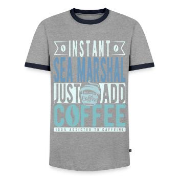 Seemarsch Kaffee Spruch - T-shirt contrasté Homme - gris/marine  - Devant - AI Model Female 172 light (172cm) & AI Model Male 178 light (178cm)
