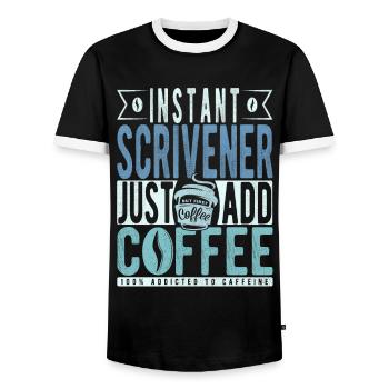Schreiber Kaffee Spruch - Männer Kontrast-T-Shirt - Schwarz/Weiß - Vorne - AI Model Female 172 light (172cm) & AI Model Male 178 light (178cm)