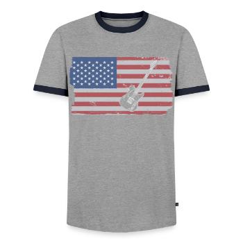 Musicien de guitare Musique de cuivres - T-shirt contrasté Homme - gris/marine  - Devant - AI Model Female 172 light (172cm) & AI Model Male 178 light (178cm)